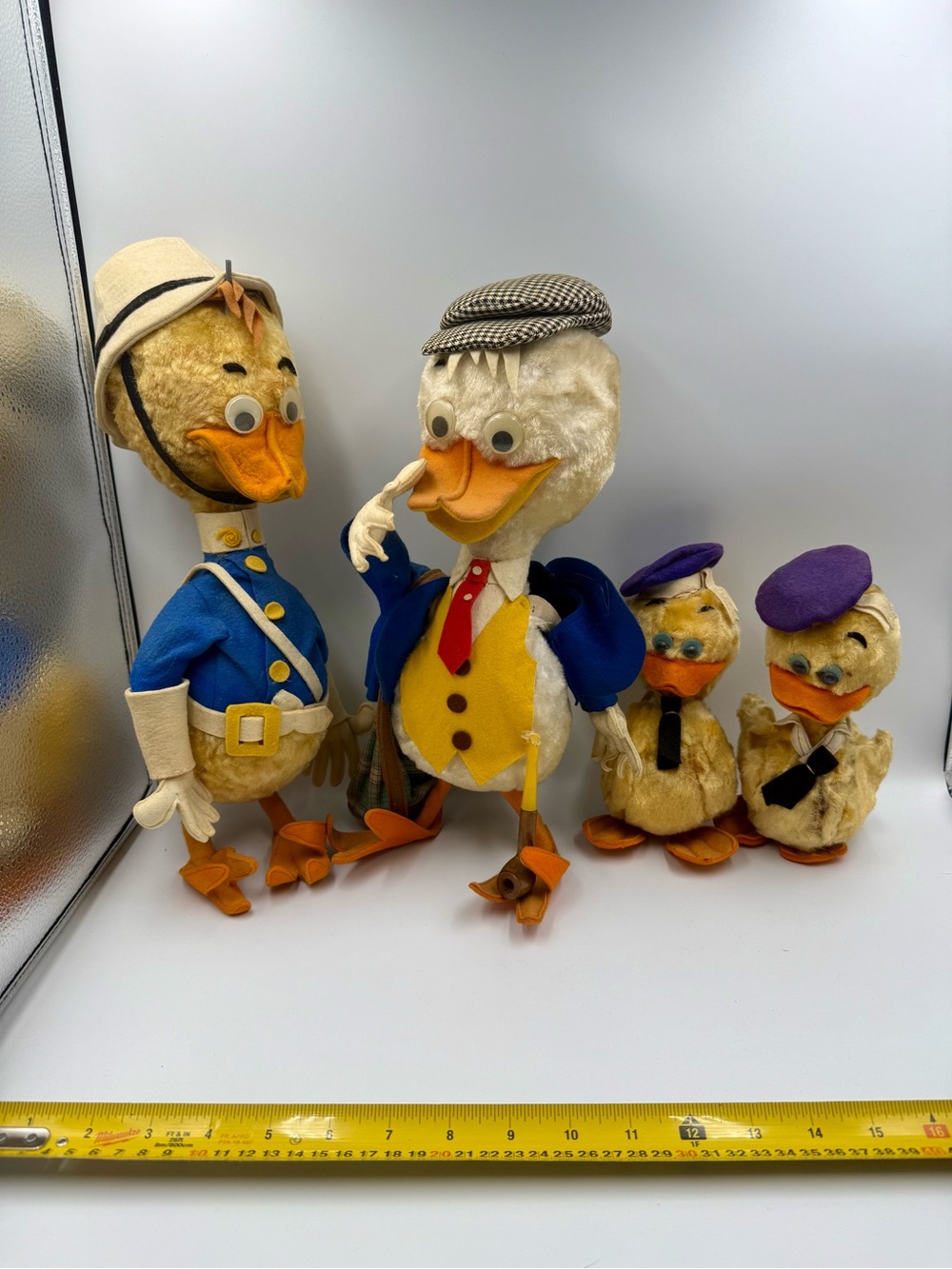 Vintage Duck Family Plush Set of 4 Anthropomorphic Ducks Retro Collectible